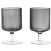 Poháre na víno RIPPLE 270 ml, sada 2 ks, šedá, ferm LIVING