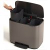 Pedálový odpadkový kôš BO 3 x 11 l, platina, Brabantia