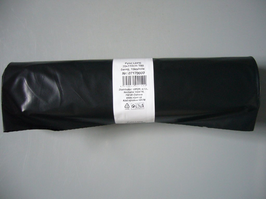 Pytle na odpad 70x110, 80mi, černé, role 15ks