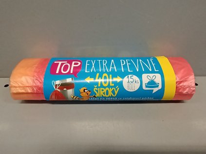 Sáčky do košů 40 l, 15ks zatahovací TOP extr.pev. Červené