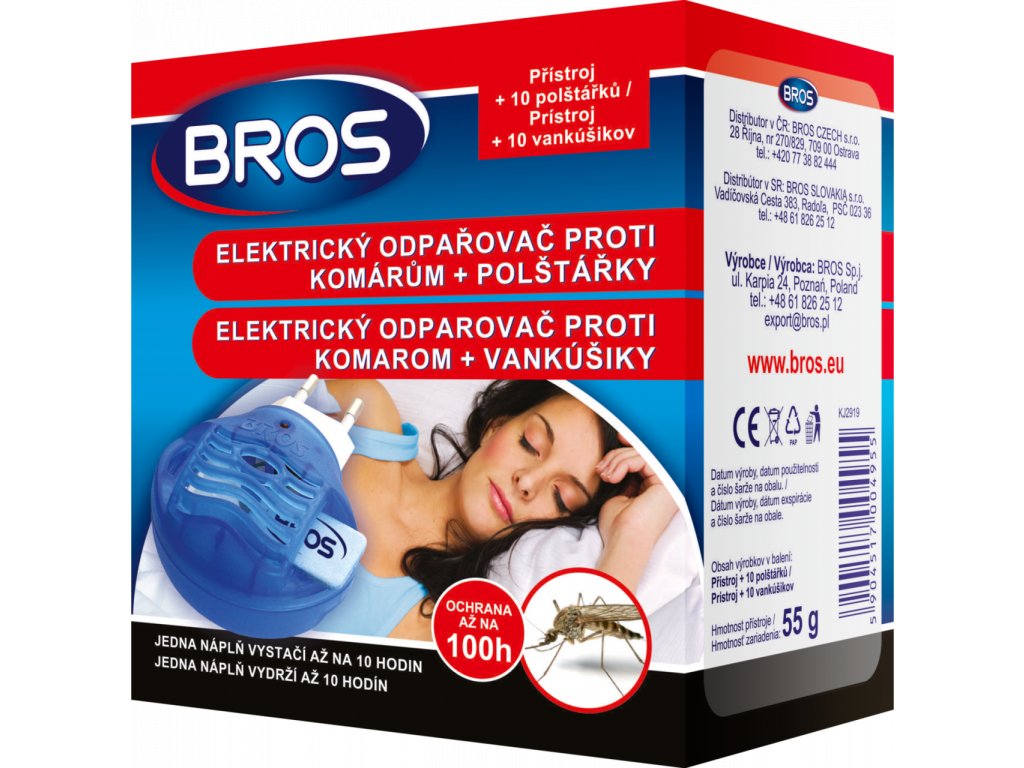 Bros - elekt. odpařovač proti komárům + polštářky 10ks