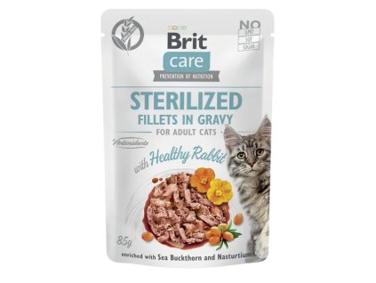 kapsicka brit care cat sterilized fillets in gravy with healthy rabbit 85g