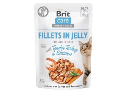 brit care cat fillets in jelly with tender turkey a shrimps 85g