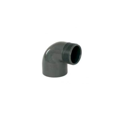 PVC koleno - úhel 90° - 50mm s vnějším závitem 1 a 1/2" (6/4")