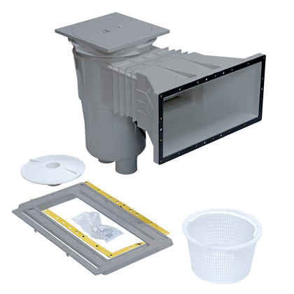 Vagnerpool Skimmer 17,5 l světle &scaron;ed&aacute; (RAL7004 - sign&aacute;ln&iacute; &scaron;ed&aacute;) &scaron;irok&eacute; hrdlo, pro folii (372 x155 otvor)