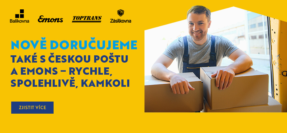 Doručujeme rychle, spolehlivě, kamkoli, nově i s Emons a Českou Poštou