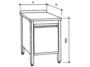 Nerezový uzavřený stůl s křídlovými dvířky