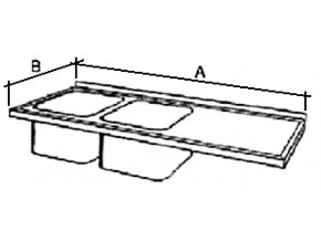 Deska mycího stolu s 2 dřezy, prolis