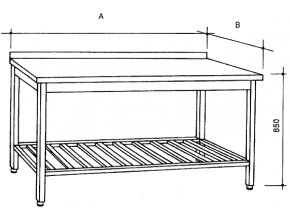 Nerezový stůl s roštovou policí