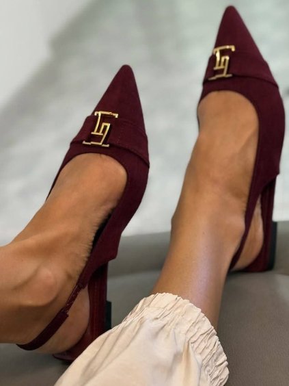 BALERÍNY SEMIŠOVÉ bez paty - BORDÓ