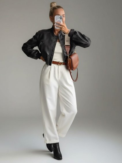 KOŽENKOVÁ BUNDA CROPP BOMBER ČERNÁ