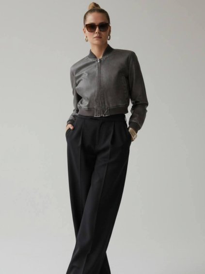 KOŽENKOVÁ BUNDA CROPP BOMBER ANTRACIT