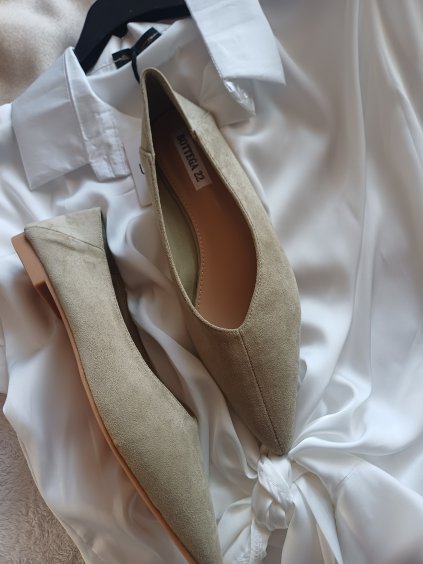 BALERÍNY semišové do špičky – Olivová
