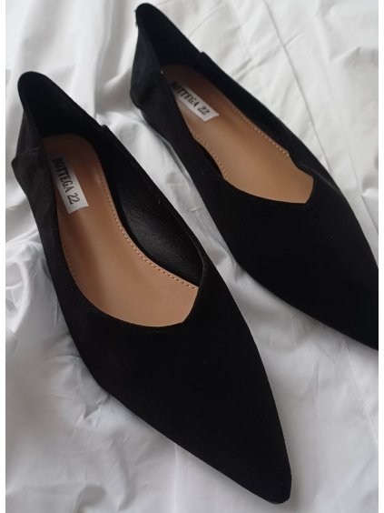 BALERÍNY semišové do špičky – černé