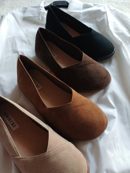 KOŽENÉ BALERINY S KULATOU ŠPIČKOU Camel