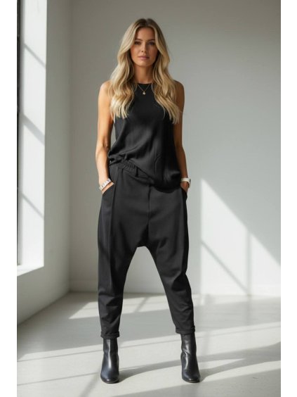 kalhoty baggy černé