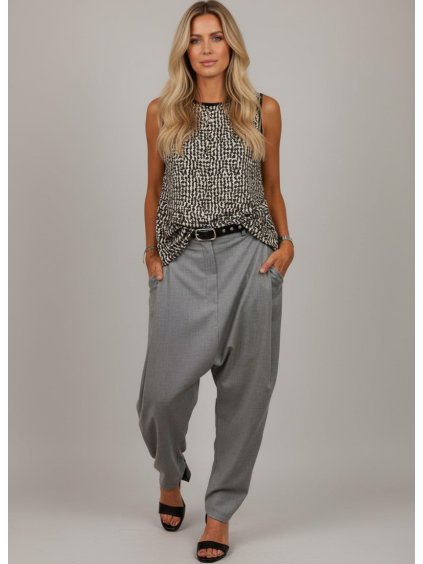 Kalhoty baggy šedé