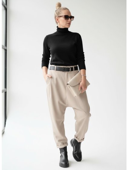 kalhoty baggy béžové