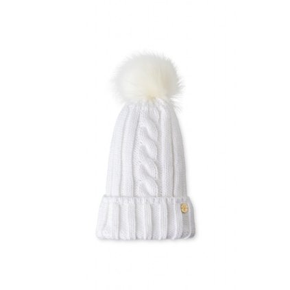 Zimní čepice Aprés Ski by CHBP - bílá/kovový zlatý label