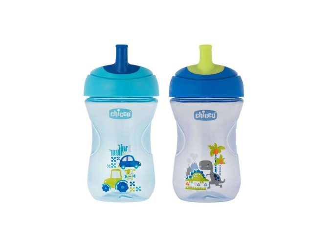 Hrneček Chicco Pokročilý s měkkým náustkem 266 ml, 12m + - modrý