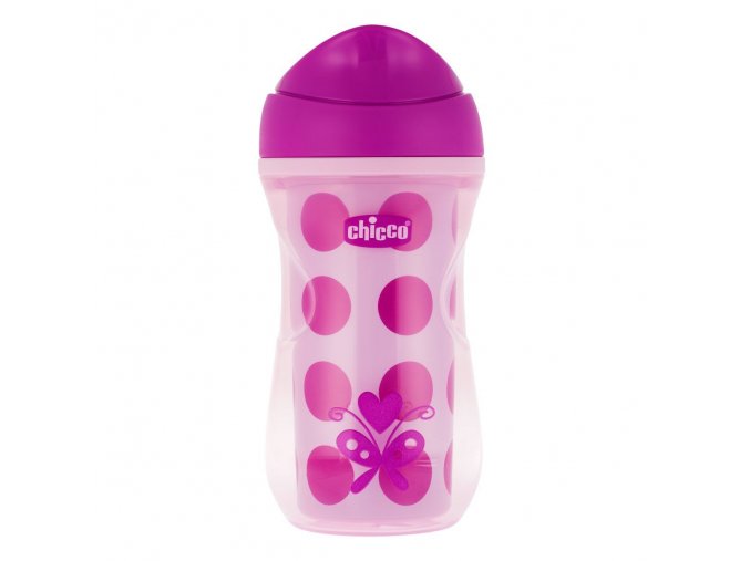 Hrneček Chicco Active termo s tvrdým pítkem 266 ml, 14m + - růžový