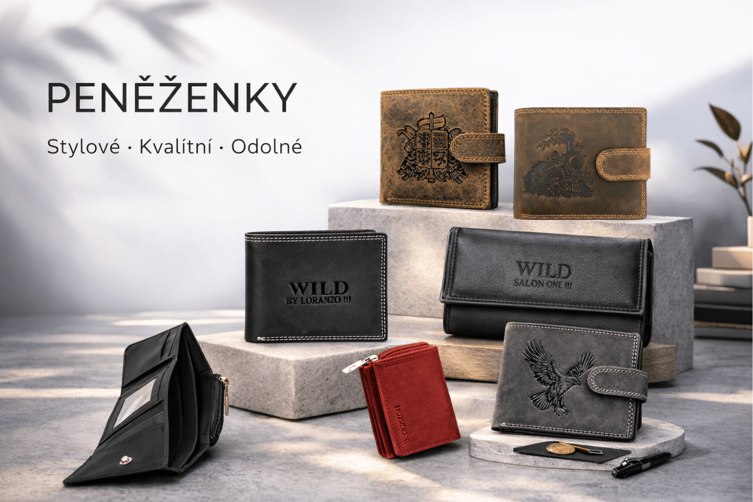 Unisex peněženka z PU kůže s praktickým uspořádáním