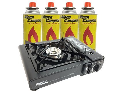 Plynový kempingový vařič BAVARIA IK001 + 4ks kartuše 400 ml