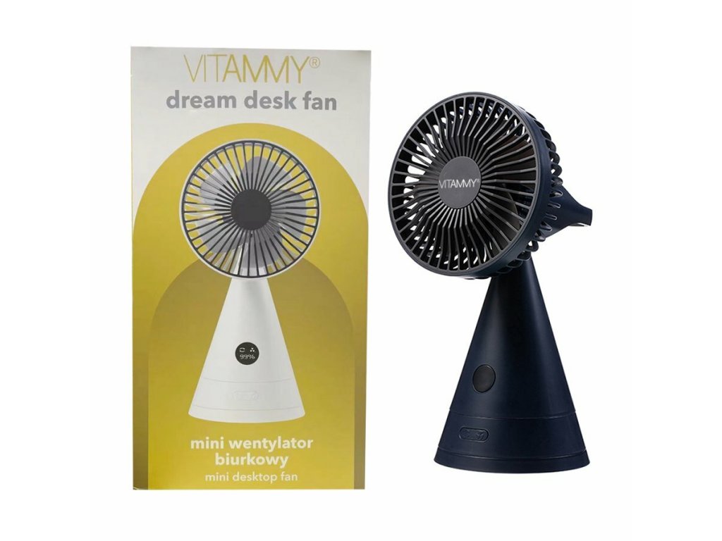 VITAMMY Dream desk fan, USB mini stolný ventilátor, čierny