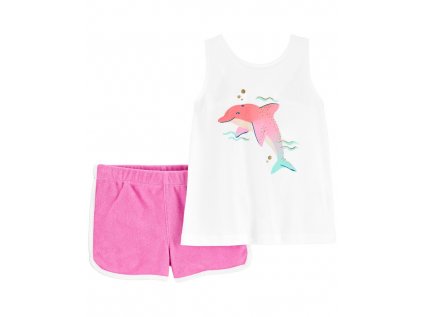 CARTER'S Set 2dielny tričko na ramienka, kraťasy Pink Dolphin dievča 9m