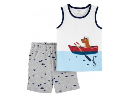 CARTER'S Set 2dielny tričko bez rukávov, kraťasy Fish & Dog chlapec 12m
