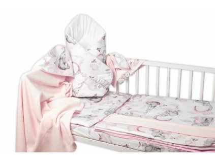 6-dielna výhod. sada s darčekom pre bábätko Baby Nellys, 120x90 Slon a dúha, ružová/biela