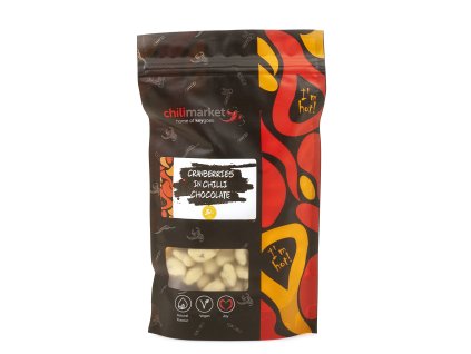 brusnice v bielej cokolade chili