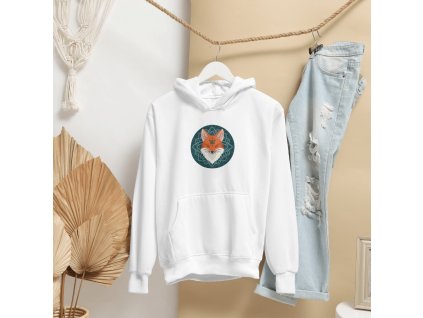mikina hoodie liška bílá