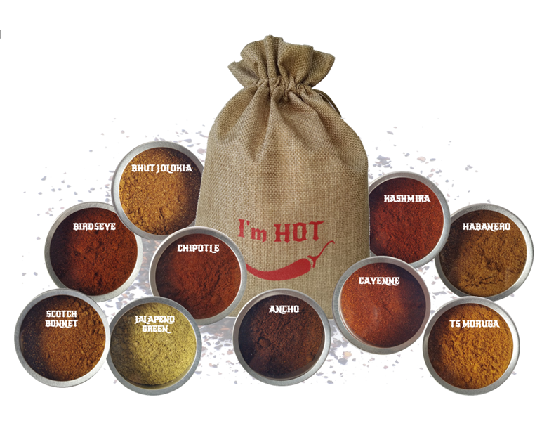 Kolekce 10 druhů mletého chilli