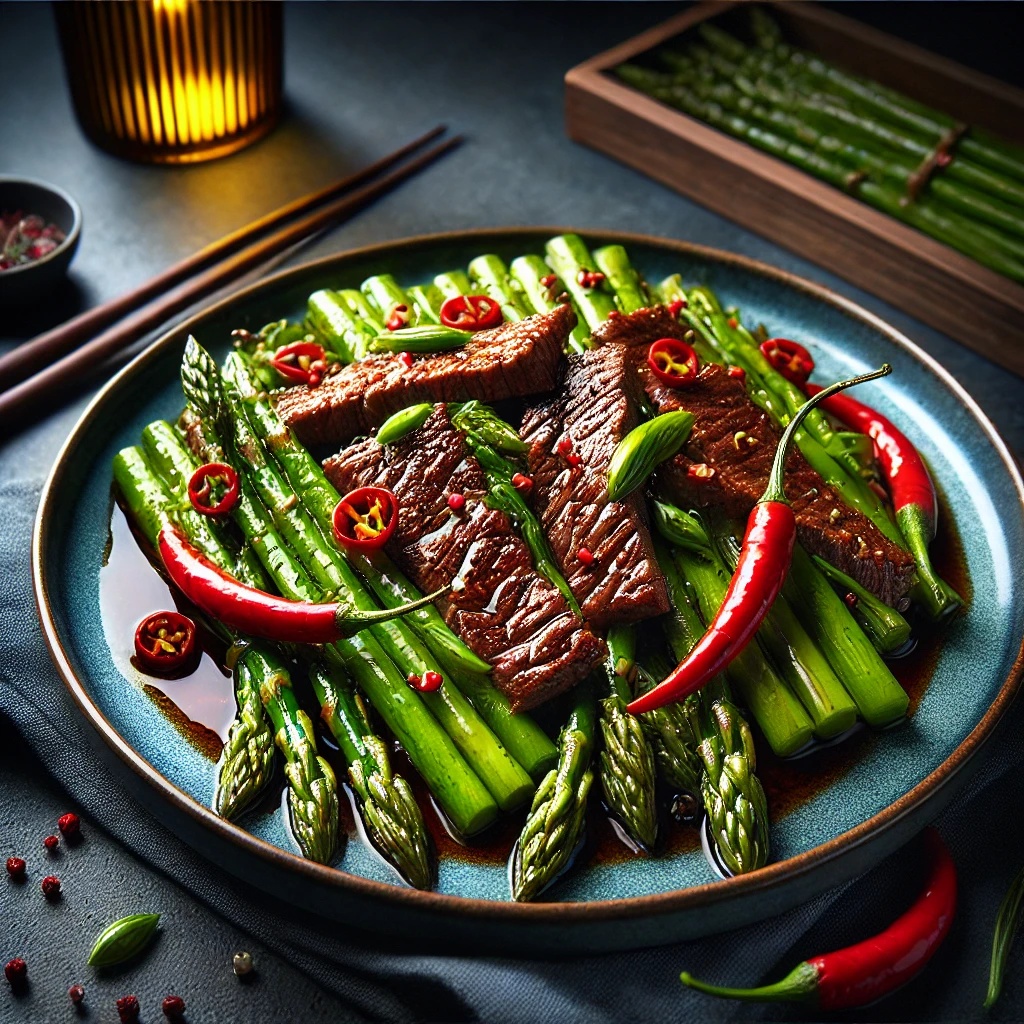 Steak so špargľou a chilli: Rýchly a výborný recept na hovädzie s pikantnou omáčkou