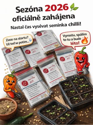 Sezóna 2026 začala 🌱 Chilli potřebují čas, teplo a trpělivost – proto výsev patří mezi první kroky roku. Kdo seje teď,...