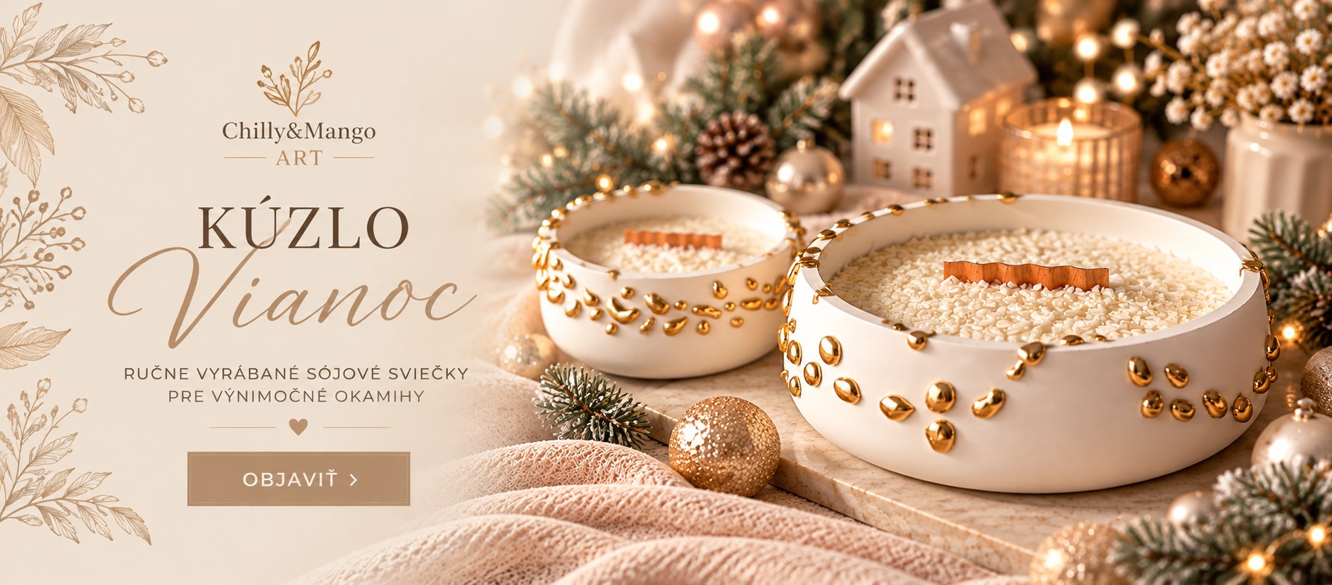 Ručne vyrábané sójové sviečky zo Slovenska