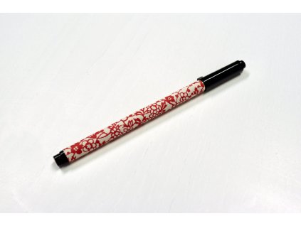 Kaligrafické pero - červené s květinami