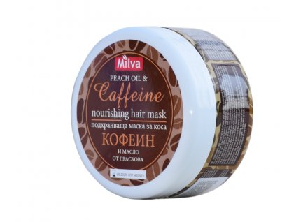 Milva vyživujúca maska s kofeínom, 250 ml maska s kofeínom a broskyňovým olejom