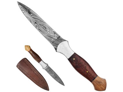 Damašková dýka "CHEROKEE " s koženým pouzdrem