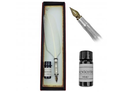 Vintage brk s inkoustem "WHITE FEATHER" bílý