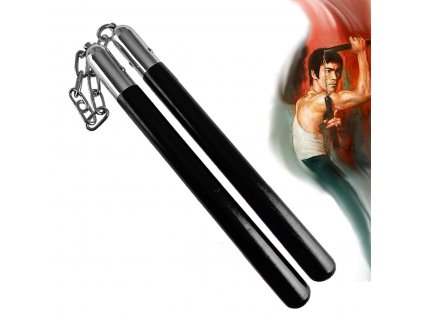 Nunchaku "BRUCE LEE" dlouhé, dřevěné - černé
