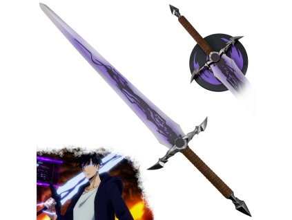 Masivní ocelový meč "DEMON KING'S LONGSWORD" s plaketou - Solo Leveling