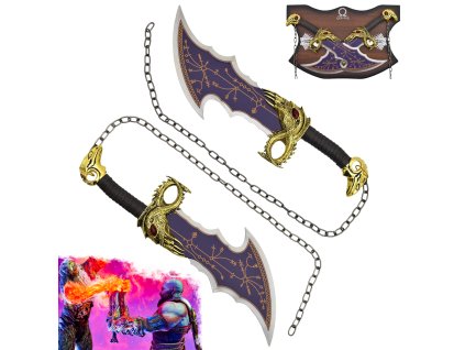 Ocelové čepele chaosu "SURTUR'S GIFT" s plaketou - God of War