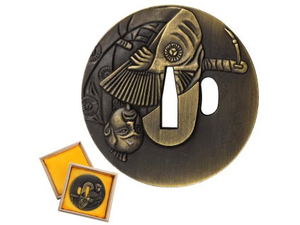 Náhradní záštita pro samurajské meče "KABUKI MASK TSUBA"