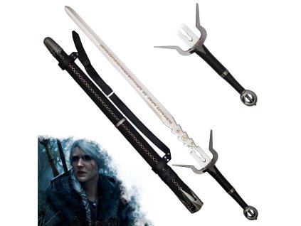 Ocelový meč Ciri "ZIRAEL V2" ze zádovým závěsem - Zaklínač / The Witcher 4