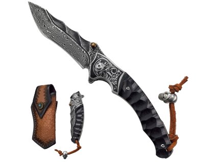 Zavírací damaškový nůž "REQUIEM EDGE" s pouzdrem