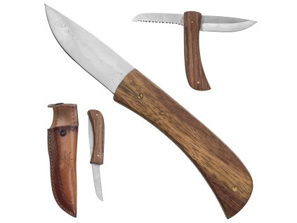 Kapesní nůž "SAWBLADE" s pilkou a koženým pouzdrem