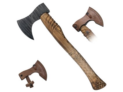 Jednoruční sekera "GRIM TIMBER" s koženým pouzdrem