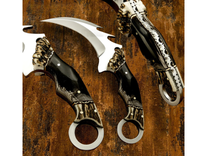 Ostrý karambit "VENDETTA VORTEX" s koženým pouzdrem
